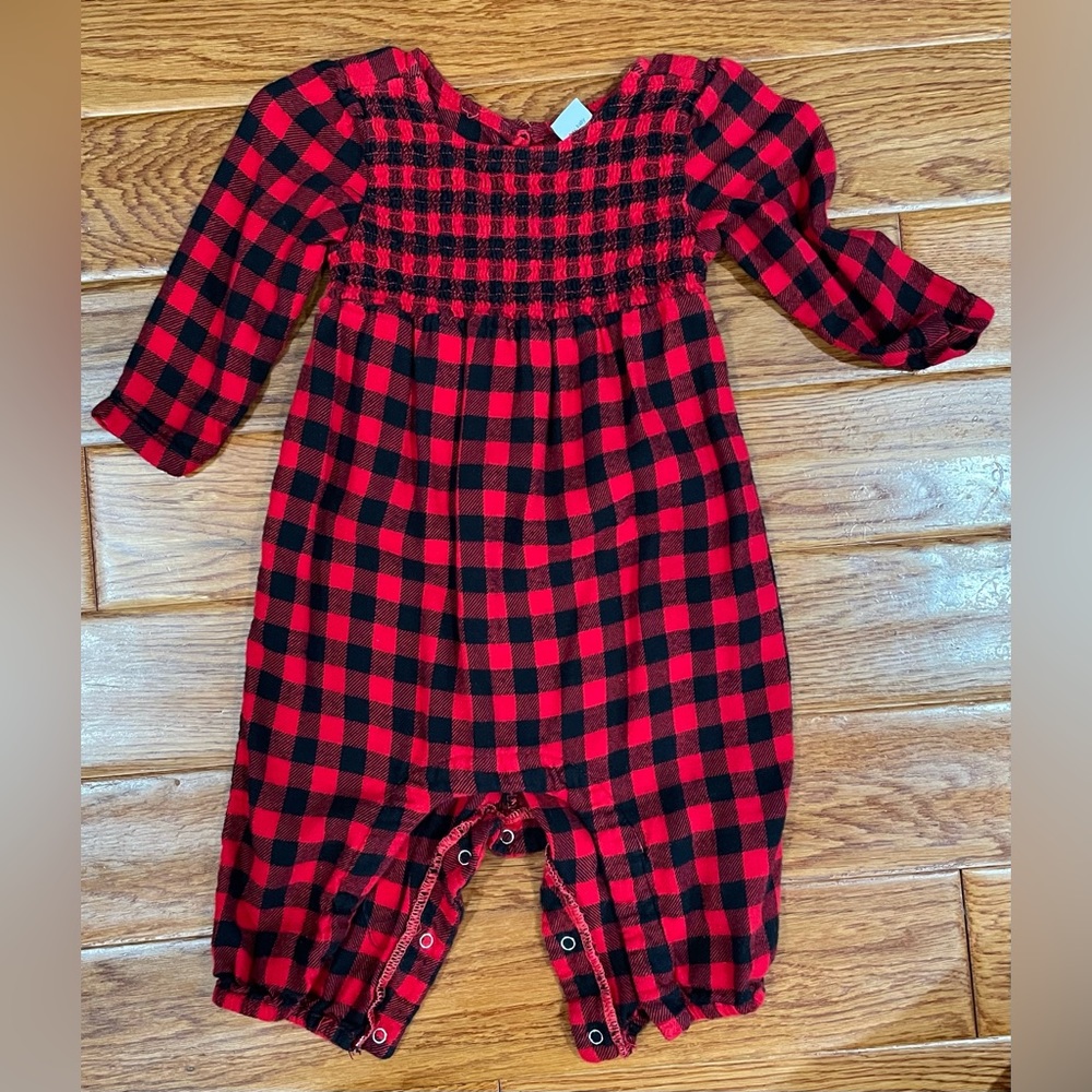 Old Navy 6-12 Months Flannel Romper- Buffalo Check